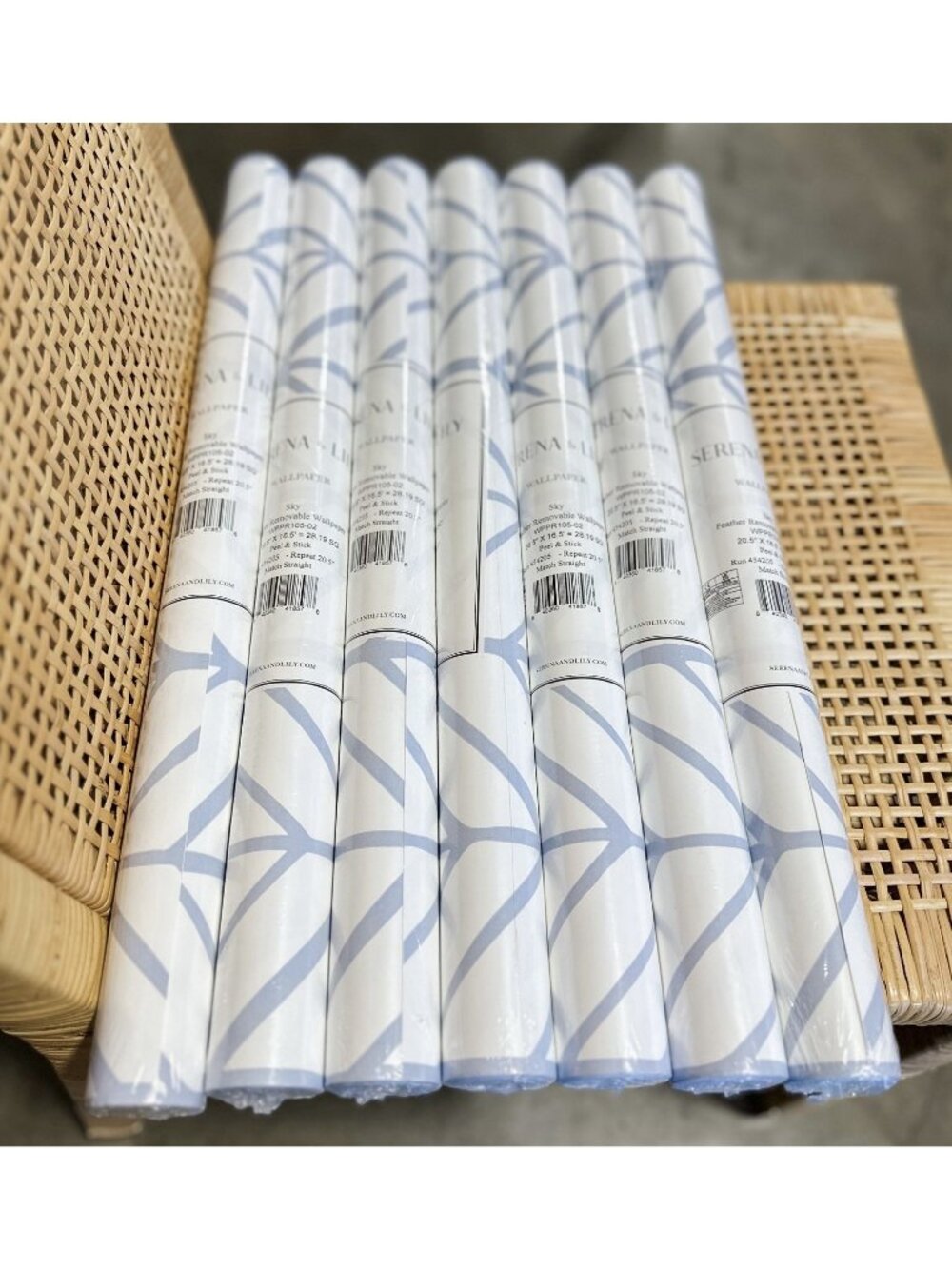 NEW Serena & Lily Feather Wallpaper (Removable/Peel & Stick)-Sky Blue